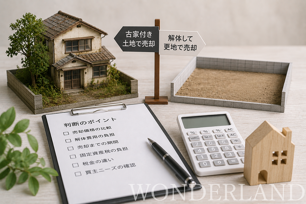 「古家付き土地」として売るか、解体して更地にして売るか～判断のポイントと税金の注意点～